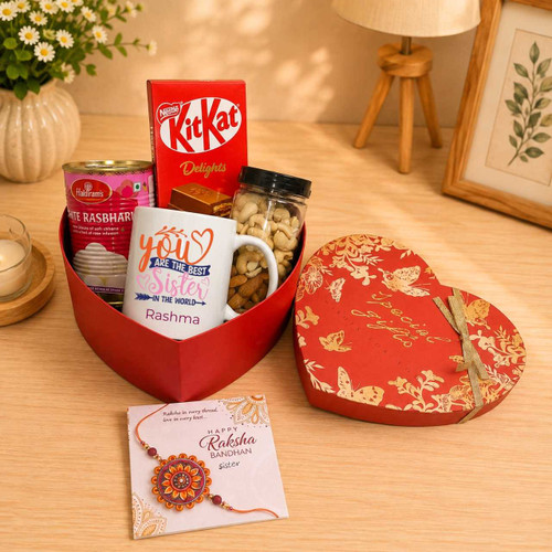 Raksha Bandhan Gift for Sister with Mug, Rasbhari & Dry Nuts JNK-7807