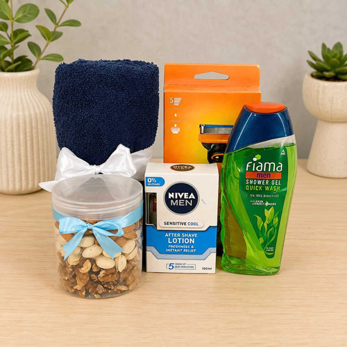 Men’s Grooming Gift Set with Dry Nuts, Towel & Shaving Essentials JNK-7809