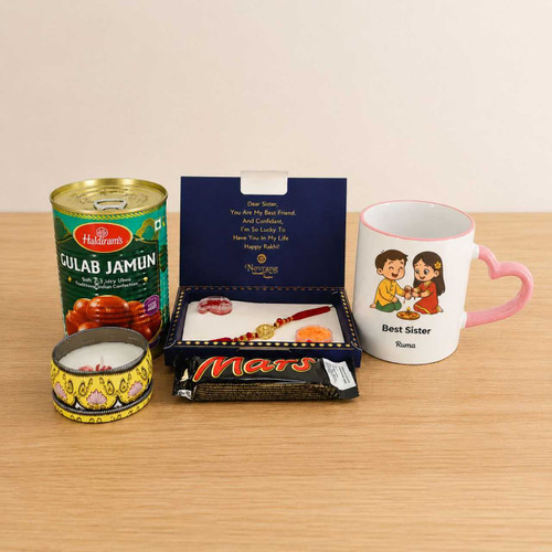Personalized Best Sister Mug & Rakhi Gift Hamper SK-3484