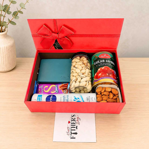 Father's Day Gift Box with Dry Nuts, Wallet & Perfume JNK-7820