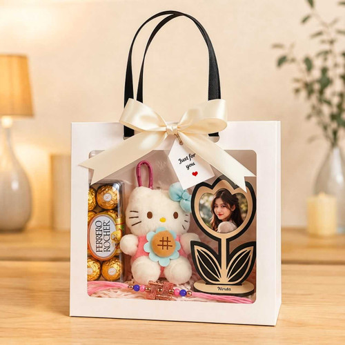 Hello Kitty, Ferrero Rocher & Rakhi Gift Hamper for Sister SK-3485