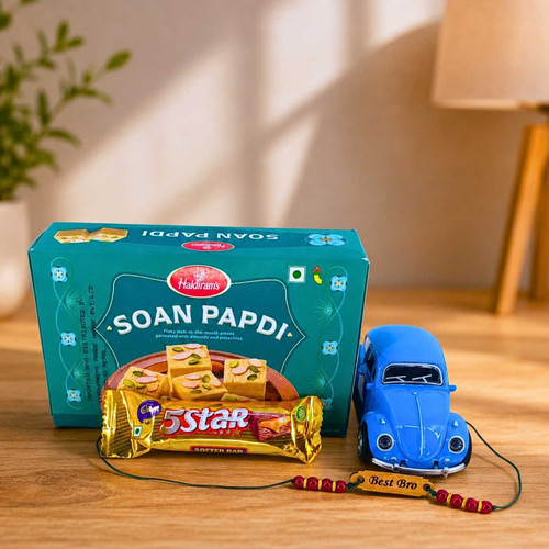 Rakhi with Car Toy, Soan Papdi Gift for Kids JNK-7829