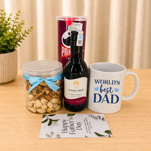 Red Wine, Dry Nuts & Card With Mug Gift Set DKG-1653