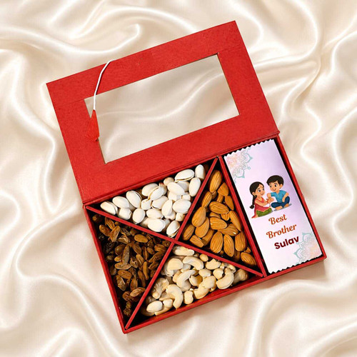 Dry Nuts & Personalized Chocolate Gift Combo for Brother JNK-7843