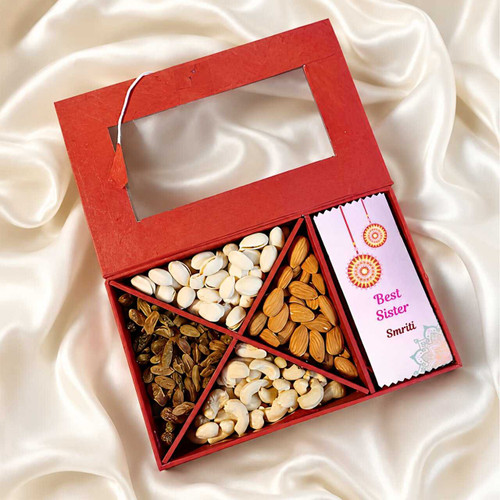 Dry Nuts & Personalized Chocolate Gift for Sister JNK-7844