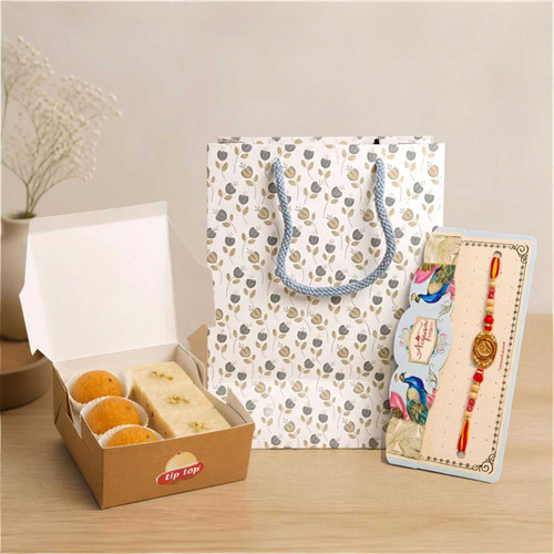 Divine Om Rakhi with Mini Mithai Gift Bag SPM-894