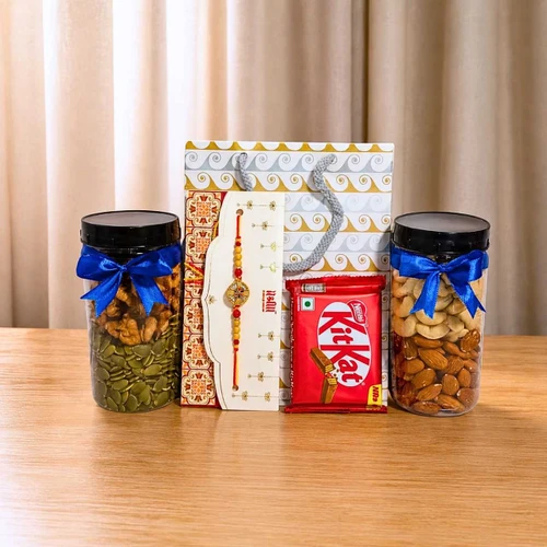 Multicolor Rakhi Dry Fruit & Chocolate Gift Set DKG-1702