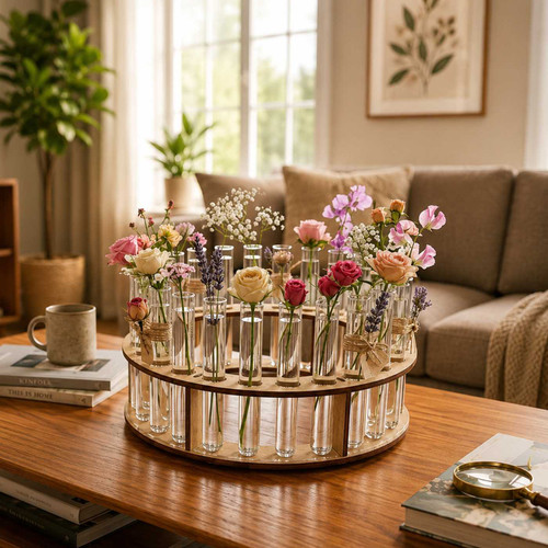 Decorative Circular Test Tube Flower Stand(Flowers Not Included) WP-80