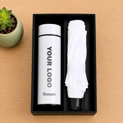White Water Bottle & Umbrella Gift Set DKG-1724