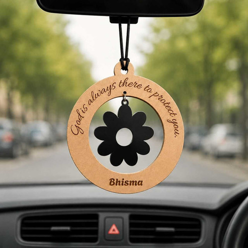 Personalized God Is Always There Wooden Car Charm WP-86