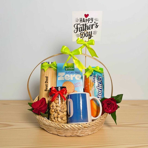 Father's Day Special Gift Hamper with Mug, Snacks, and Roses JNK-7881