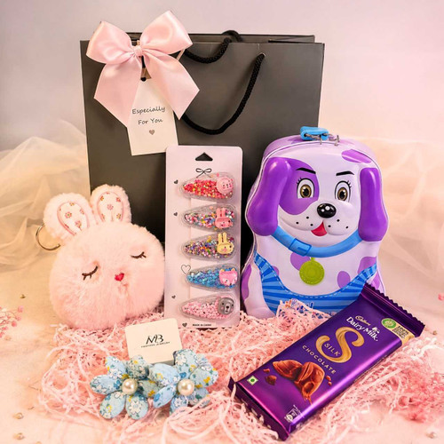 Multi Color Hair Clips, Coin Box & Chocolate Gift Set DKG-1740
