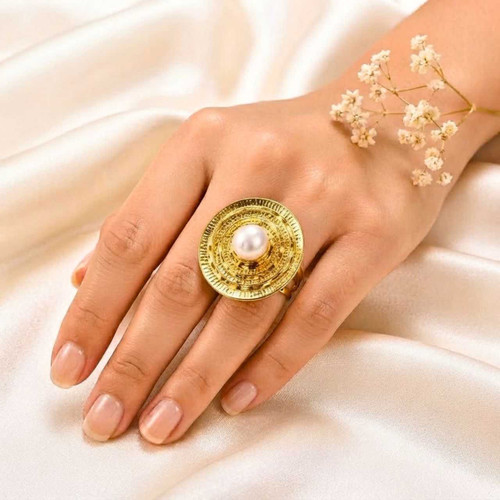 Chunky Circular Pearl Statement Ring JR-0011-A