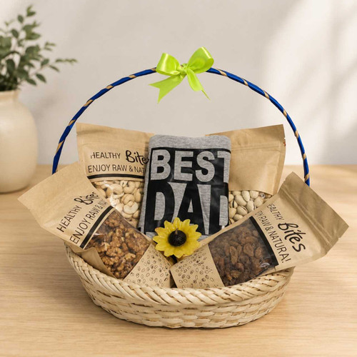 Healthy Bites & Best Dad Ever T-shirt Gift Basket SPM-906