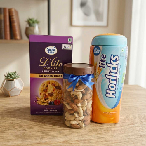 Dry Nuts, Horlicks & Sugar Free Cookies Gift Set DKG-1756