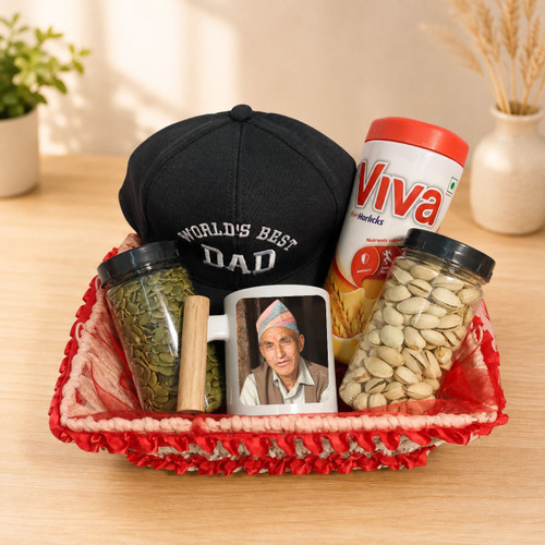 Best Dad Cap, Mug & Dry Nuts Hamper DKG-1766
