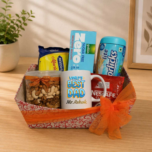 Personalized Dad Mug & Mixed Nuts Gift Basket SK-3544