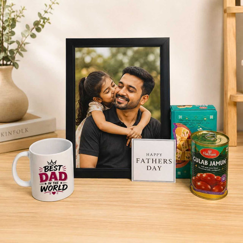 Personalized Photo Frame With Sweets Hamper DKG-1773