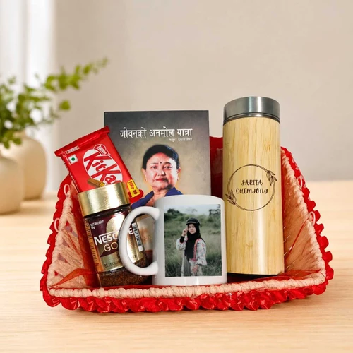 The Reader’s Comfort Basket: Book & Treats with Custom Bottle SK-3552