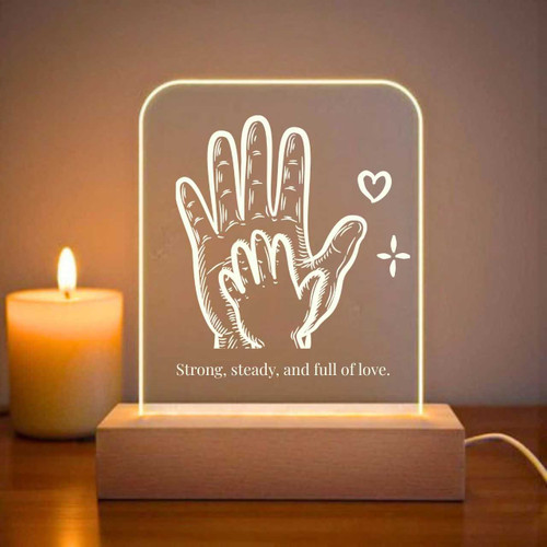 Personalized Hand-in-Hand Acrylic LED Lamp with Message SK-3577