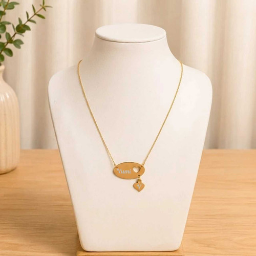 Personalized Gold-Tone Heart Cutout Necklace SK-3580