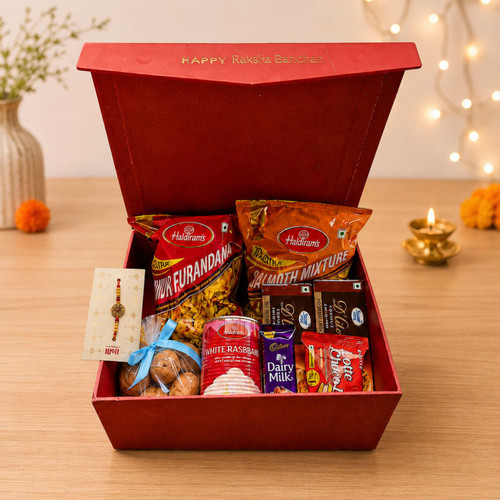 Rakhi Gift Box with Snacks & Sweets