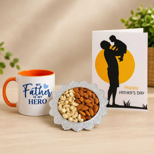 Orange Handle Ceramic Mug, Dry Nuts & Card Gift Set DKG-1816