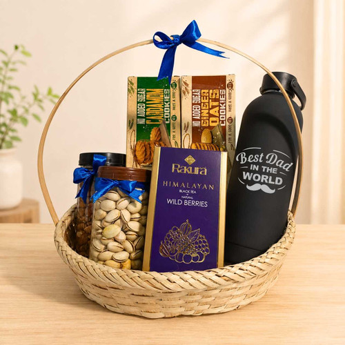 Black Matte Bottle, Drynuts & Sugar Free Cookies Gift Set DKG-1821