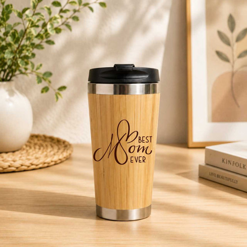 Best Mom Ever Stainless Steel Bamboo Mug – 450ml SK-3590