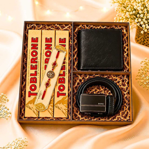 The Ultimate Brother Surprise Box With Rakhi, Sweets, Belt & Wallet SK-3604