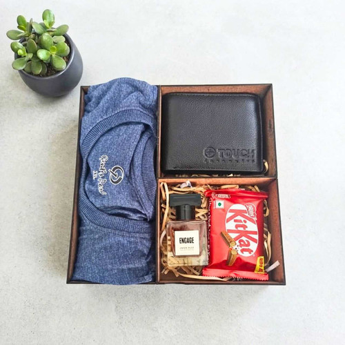 T-Shirt (XL Size), Perfume, Wallet & Chocolate Gift for Him JNK-7939