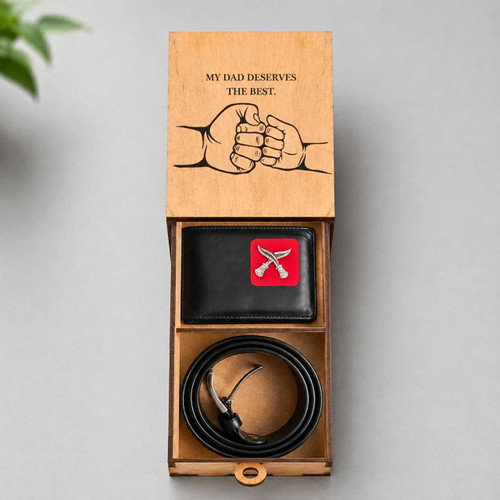 Brooch, Wallet, Belt & Wooden Box Gift Set DKG-1863