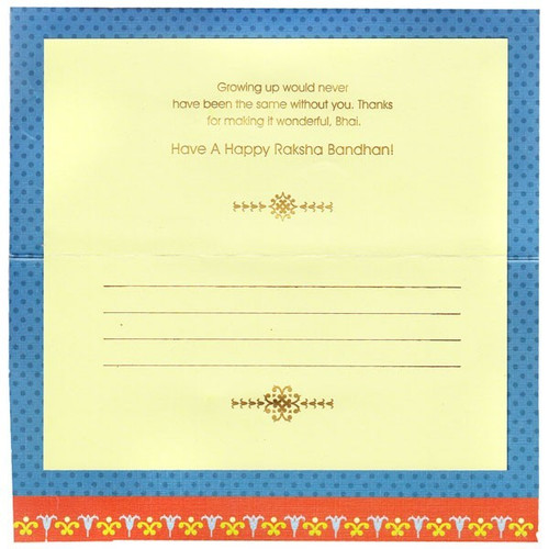 Rakhi Wishes For A Great Brother Greeting Card - (Rakhi Thread Included)