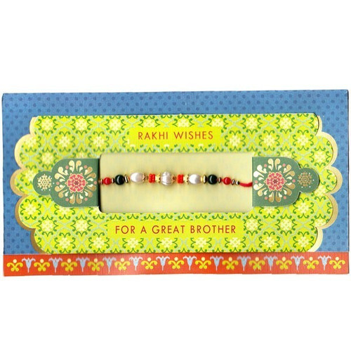 Rakhi Wishes For A Great Brother Greeting Card - (Rakhi Thread Included)