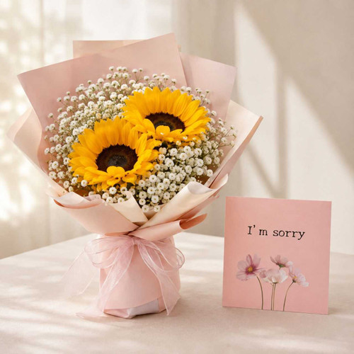 Sorry Card & Sunflower Bouquet DKG-1878