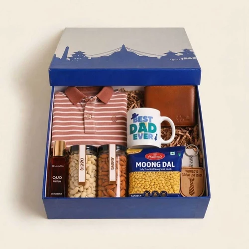 Father's Day Gift Hamper with T-Shirt, Mug, Wallet, and Treats JNK-7954