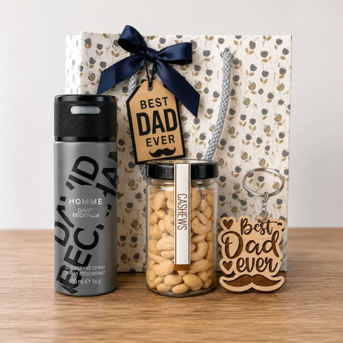 Best Dad Ever Father's Day Gift Bag With Perfume & Nuts SK-3638