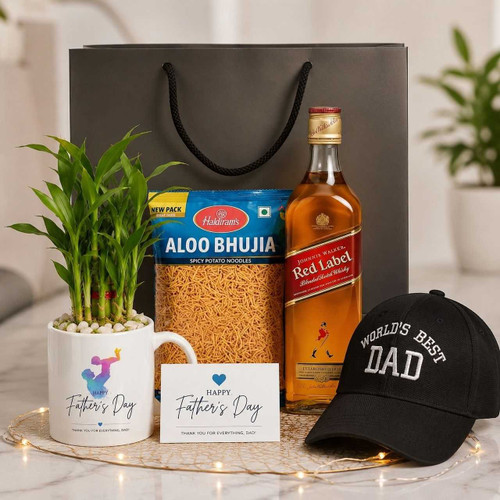 World’s Best Dad Gift Set With Whisky & Embroidered Cap SK-3651