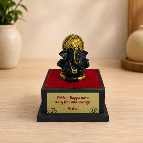 Personalized Ganesh Statue on Wooden Base for Dad JNK-7970