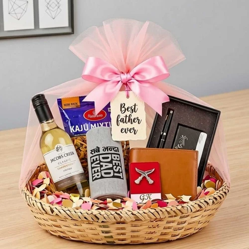 Best Dad T-Shirt, Pen With Cardholder & Namkeen Gift Hamper SK-3671