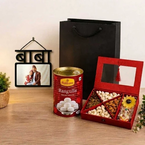 Photo Frame, Sweets, Dry Nuts, Ganesh Statue & Candle Gift for Dad JNK-7987