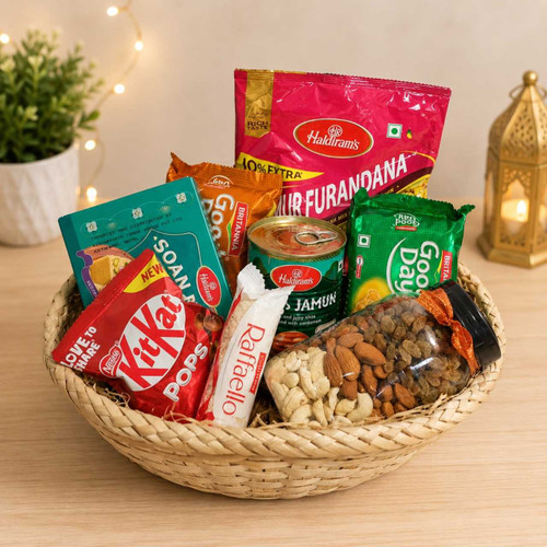 Delicious Festive Treats & Dry Fruits Gift Basket SK-3685