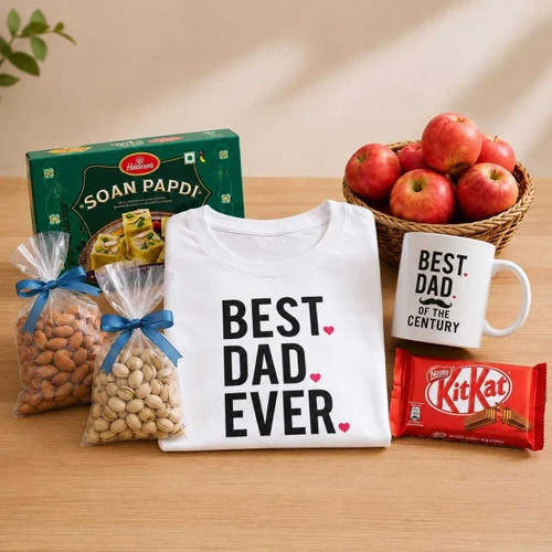 Best Dad Superhero Father's Day Gift Basket With Nuts & Fresh Fruits SK-3687