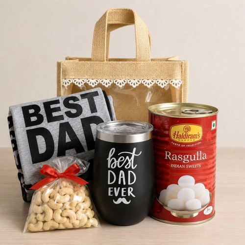 Best Dad Ever Mug, Rasgulla & Cashew Gift Set SK-3700
