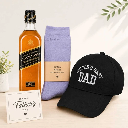 World’s Best Dad Cap & Johnnie Walker 200ml Gift Hamper SK-3702