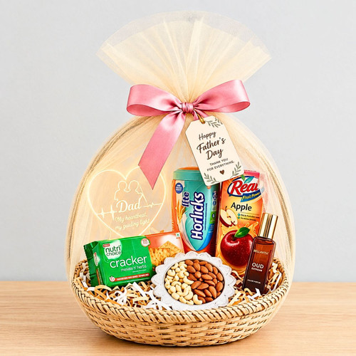 Dad Appreciation Gift Basket With Led Lamp
