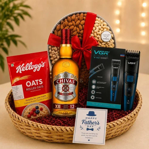 Father’s Day Gift Combo with Whisky, Dry Nuts, Oats & Hair Trimmer JNK-8035