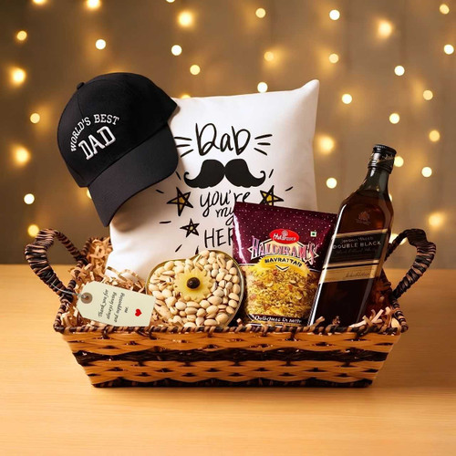 Best Dad Gift Basket with Haldiram’s Namkeen & Double Black SK-3735