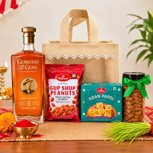 Festive Whisky & Haldiram’s Gift Hamper With Nuts SK-3770