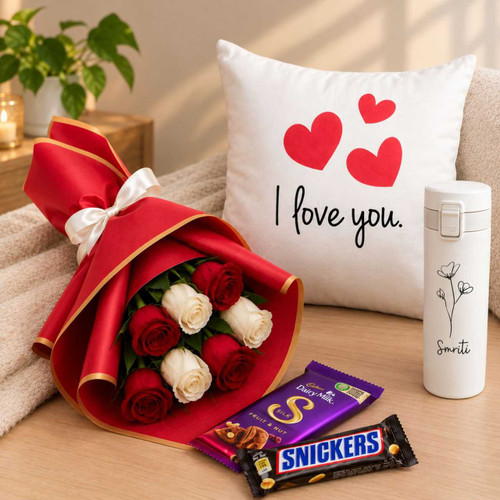 Love & Roses Romantic Bouquet Gift Hamper for Her SK-3774